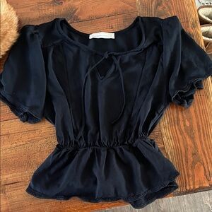 Abercrombie & Fitch Black Peplum Tie-Front Blouse